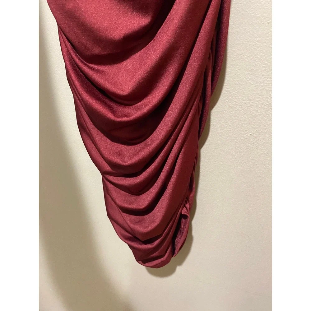 THE FASHION POET Cutout Midi Bodycon Dress, Wine, Large‎
